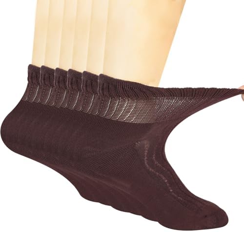 MD Diabetic Socks for Men Women 6 Pairs,Non-Binding Top Extra Wide AnkleCrew Socks, for Edema Circulator 9-11 10-13 13-15