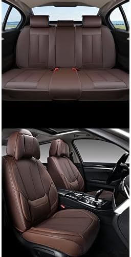 Coverado Car Seat Covers Full Set, Seat Covers for Cars, Car Seat Covers Front Seats and Back, Brown Car Seat Protector Waterproof, Nappa Leather Car Seat Cushion Fit for Most Cars