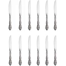 12 Piece Dinner Knives, Fine Flatware, Luxury Silverware, 18/10 Stainless Steel Knives, Mirror Polished, Dishwasher Safe