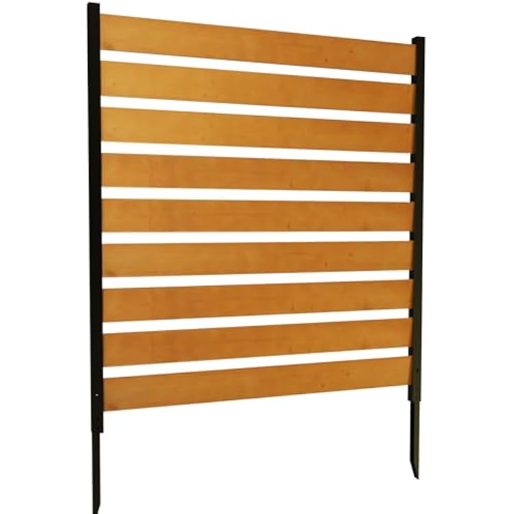 Privacy Fence Panels for Outside No Dig Fence Panels Garden Fence Screen Wooden Air Conditioner Fence Panels for Outdoor Trash Cans, AC, Compost Bin 44 W x 44 H-LOUVERED-1 Panels WoodMetal