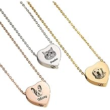 NICEDREAM Personalized Name Portrait Urn Necklace for Ashes Cremation Jewelry for Loss of Pet Friend for Women Men Heart Urn Pendant with Custom Photo Stainless Steel Loved One Memorial Keepsake