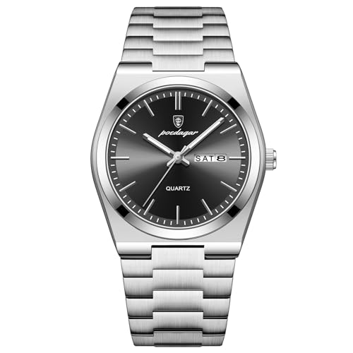 Man Luxury Business Watch Waterproof Luminous Date Week Stainless Steel Men Wristwatch Casual Quartz Mens Watches Male ClockBox