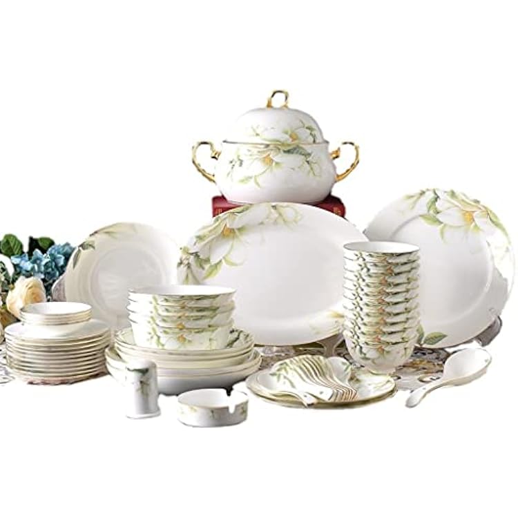 52 Bone China Tableware Bowl, Chopsticks, Plate And Spoon Set Tableware Kitchenware Household