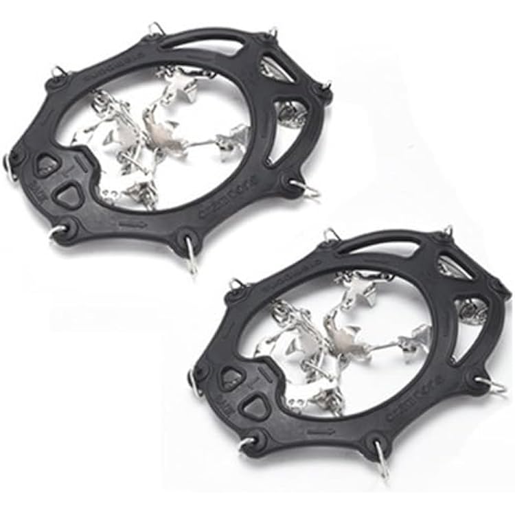 Stainless Steel Micro Spike Crampons Ice Snow Grips 1 Pair Snow Walk Traction Cleats Ice Cleats Traction Anti-Slip Shoes Ice Gripper for Walking,Jogging, Climbing and HikingBlack,Large