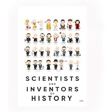 Cartoon Scientists and Inventors of History Poster 12 x 18 Educational STEM Wall Art Featuring 32 Discoverers & Innovators (12" x 18")