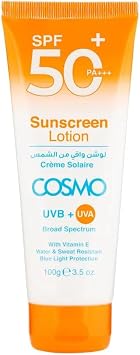Sunscreen Lotion SPF 50+100g | 3.38 fl.oz, UVA/UVB Protection | Broad Spectrum | With Vitamin E Water & Sweat Resistant Blue Light Protection| for Unisex
