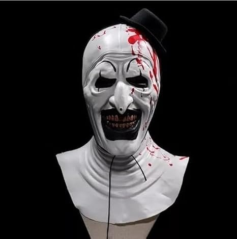 Art the Clown Mask, Scary Killer Clown Full Head Halloween Costume Prop | Adult Terrifier Horror Mask for Cosplay, Scary Joker Face Mask for Halloween Party, Trick & Horror Movie Theme Events
