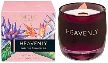 STONEGLOW Heavenly Orris Root and Matcha Tea Infusion Wooden Wick Tumbler Scented Jar Candle