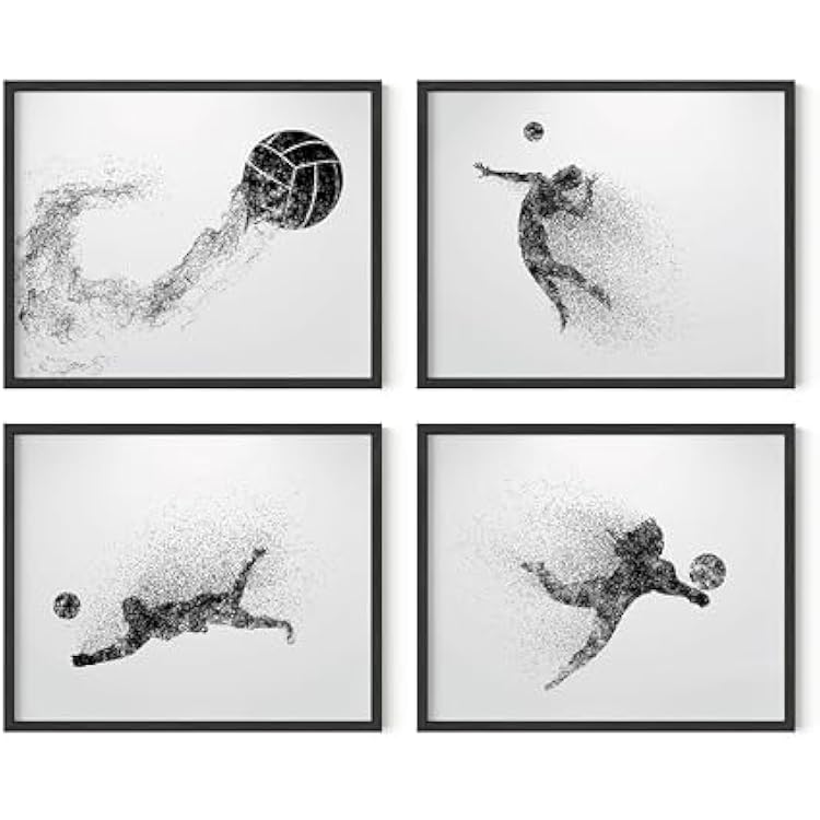 Summit Designs Volleyball Wall Art Prints - Silhouette Set of 4 8x10 Poster Photos Prints - Bedroom - Man Cave