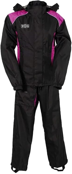 First Mfg Co Women's Motorcycle Ripstop Rain Suit, Water Resistant, Breathable, Heavyweight, Soft and Comfortable Rain Gear
