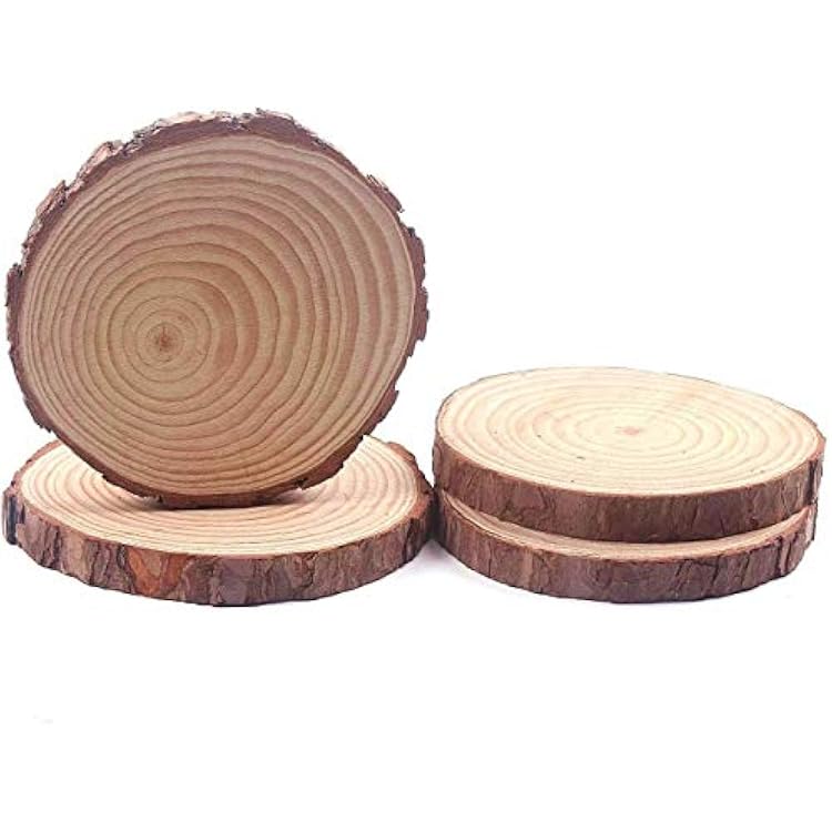 Natural Wood Slices, Round Pinewood Slabs, 6 to 7 inch, Rustic Tree Bark Slice, Weathered Log Disc, Outdoor Country Barn Wedding Table Centerpiece6 Pack