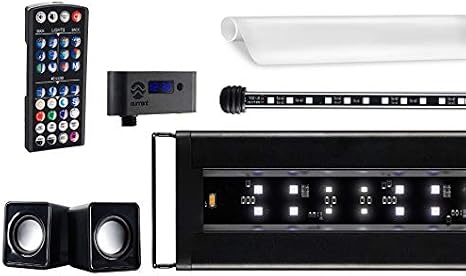 CURRENT USA 24-36" Inch Serene Aquarium Visual and Audio Aquatic Experience Kit with LED Aquarium Light, LED Background Light, Frosted Background Film & Speaker for Fish Tank (4025)