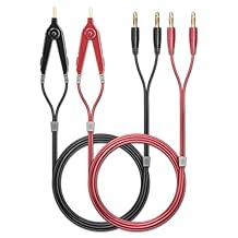 Goupchn LCR Meter Test Leads Terminal Kelvin Clips Cable Wires to 4mm Banana Plugs Gold-Plated 1.2m/3.94ft for DMM