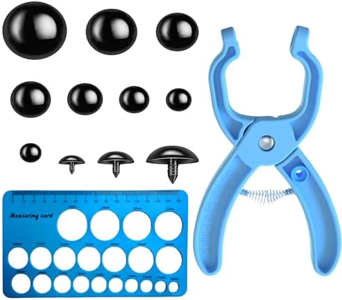 Safety Eye Tool with 160 pcs Amigurumi Eyes and 10-30mm Safety Eye Sizer ToolBlue