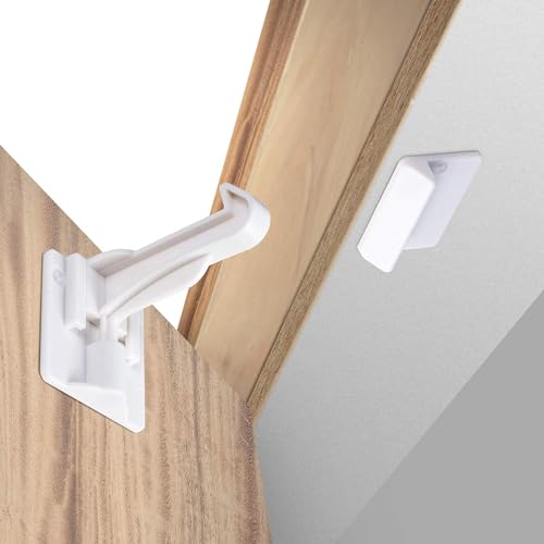 Upgraded Invisible Baby Proofing Cabinet Latch Locks 10 Pack - No Drilling or Tools Required for Installation, Works with Most Cabinets and Drawers, Works with Countertop Overhangs, Highly Secure