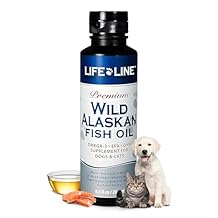 Life Line Pet Nutrition Wild Alaskan Fish Oil Omega-3 Supplement for Skin & Coat Supports Brain, Eye & Heart Health in Dogs & Cats, 8.5oz