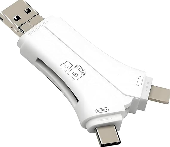 Card Reader, 4 in 1 i-Flash Device SD Memory Card Adapter for Cellphone,PC,ECT (white)