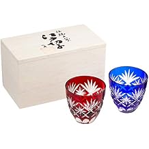 Tajima Glass TG98-203-1R Edo Kiriko Hoshiko, Gui Cup, 2.5 fl oz (75 ml), Red