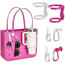Accessories for Bogg Bag, Foldable Cup Holder for 30oz 40oz Stanley Cup, Adjustable Drink Water Bottle Holder Only for BOGG Bag, Insert Charm Carabiner Key Holder Hooks for Tote Bag