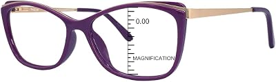 ProEyes Sophia, Progressive Blue Light Blocking Readers, 0 Strength on Top Lens, Spring Hinge, Lightweight, Durable