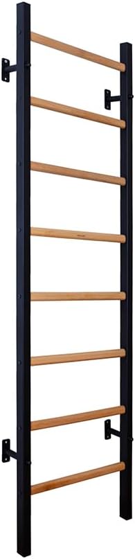 200B Wallbars, Stall Bars, Swedish Ladder, Gymnastic Ladder with Steel Frame and 8 Solid Beech Oval Rungs for Physiotherapy, Rehabilitation Practices, Sports Rehabilitation, Stretching Routine