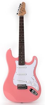 Fojill 39 Inch Electric Guitar Phoenix Body Maple Neck Rosewood Fretboard With Gig Bag Pink