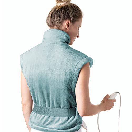 Pure Enrichment PureRelief XL Back & Neck Heating Pad- Safe Heat Therapy for Sore Muscles, Pain, Cramps in Neck, Back, Shoulders - 4 Heat Settings wAuto Shut-Off, Soft Fabric Sea Glass