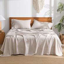 100% Linen Sheets Queen Size, 4 Piece Breathable & Cooling Natural Flax Linen Bed Sheets, Soft Durable and Tear Resistant, 16 Inch Deep Pocket, Linen