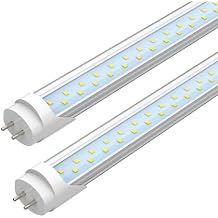JESLED 4FT LED T8 Type A+B Tube Lights, 24W(65W Equivalent), 3200LM, 6000K, Single or Double End Powered, Plug and Play or Ballast Bypass, 4 Foot T10 T12 Fluorescent Bulbs Replacement, Clear(2-Pack)