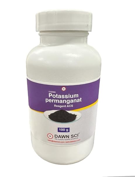 Potassium Permanganate Powder 100g Reagent Grade, Free-Flowing Crystals High Purity KMnO4 for Laboratory, Water Treatment, and General Chemical Use Dawn SCI
