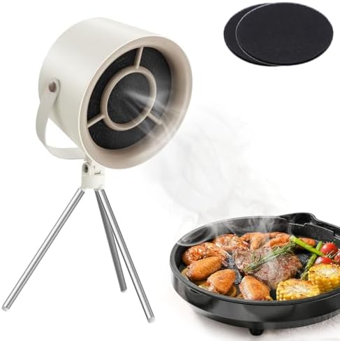 AMIR Portable Range Hood, Portable Range Hood For Cooking, Rechargeable Kitchen Exhaust Fan, Strong Wind Desktop Range Hoods With 5 Filter Sponge Pads, Portable Exhaust Fan For Indoor BBQ Kitchens