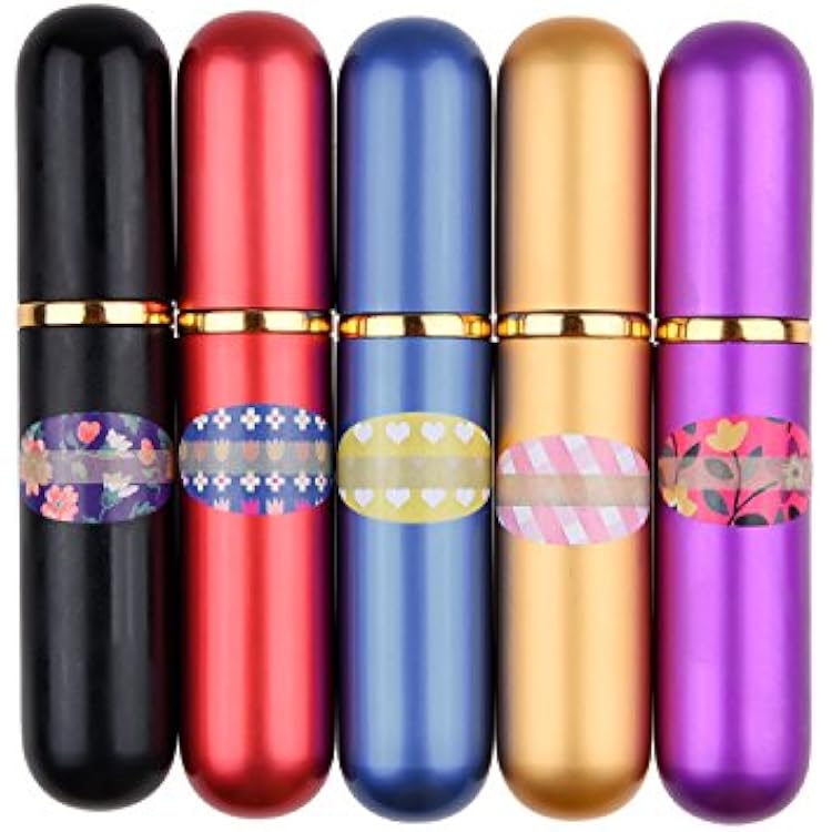 Kare & Kind Inhaler Tubes- Aluminum and Glass - for DIY Essential Oil Aromatherapy Use - Refillable - 5 Elegant Inhaler Tubes, 25 Wicks, 1 Opening Tool, 78 writable Stickers, 2 Mini droppers