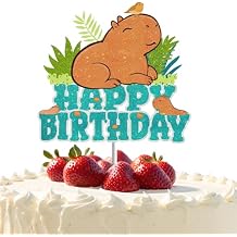 Funny Capybara Cake Topper for Boys Girls Baby Shower Animal Brown Glitter Capybara Themed Happy Birthday Party Decorations Supplies