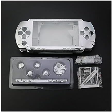Gametown New Replacement PSP 1000 Full Housing Shell Cover with Buttons Screws Set -Silver.