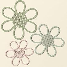 Maitys Boho Wall Decor Set of 3, Wood & Rattan Daisy Flower Wall Hanging Art, Boho Nursery Decor for Bedroom Living Room, Back to School Gifts Farmhouse Room Gift for Women Girls(Bright Color)