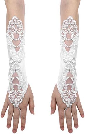 PENINSULA LOVE Girls First Communion Gloves Flower Girls Fingerless Mittens Lace Princess Dress Gloves for Wedding 12-15 Yrs