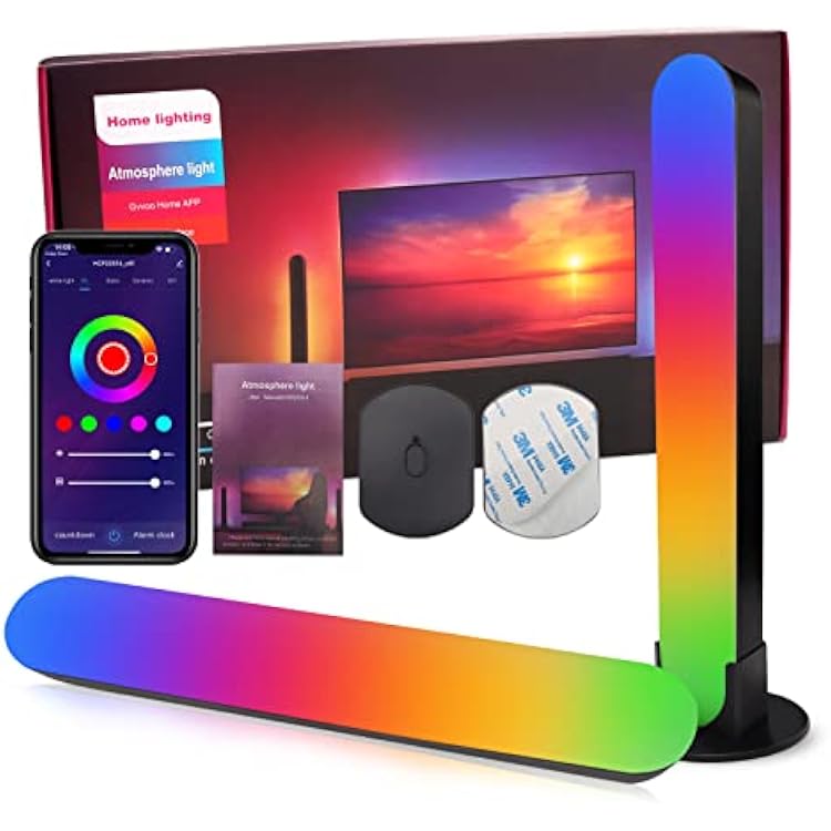 RGB Light Bars, Smart LED Lights with App Control, Sync with Music, Multiple Scene and Music Modes, Compatible with Alexa & Google Assistant, for Gaming, Movies, Music, TV, PC Room Decoration.