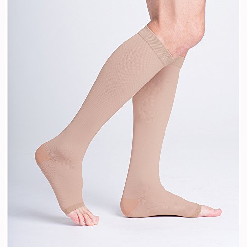 Sigvaris Natural Rubber Knee High 50-60mmHg Open Toe, S4, Beige