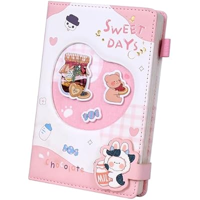 Cute Journal Notebook, Kawaii Journal Notebook Sweet Days Series, PU Leather Cover Journal Diary Notebook with Magnetic Buckle 256pages pink
