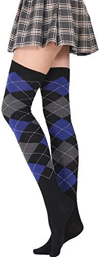 Plaid Socks Women Funny Christmas Gifts Thigh High Nylon Long Stockings Cute Clothing Over Knee Socks