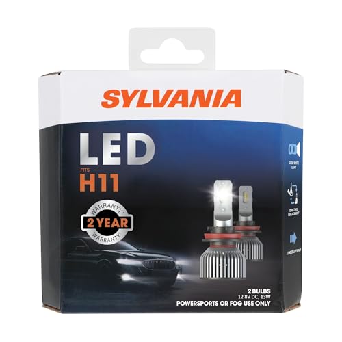 SYLVANIA - H11 LED - Fog Lights For Cars and Trucks - Headlight Bulbs for Off Road Powersports - 6000k Cool White LED Light - Long-Lasting Bulbs - No Polarity - DIY Upgrade