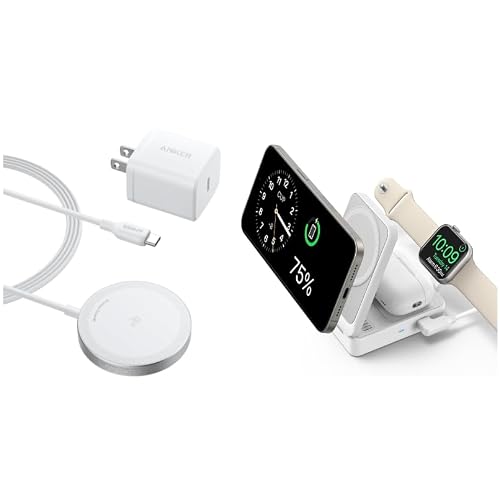 Anker MagSafe Charger Compatible, MagGo Magnetic Wireless Charger Pad, Qi2 Certified 16W Wireless Charger with MagSafe Charger Compatible, Anker MagGo 3in1 Charging Station, Qi2 Certified 15W