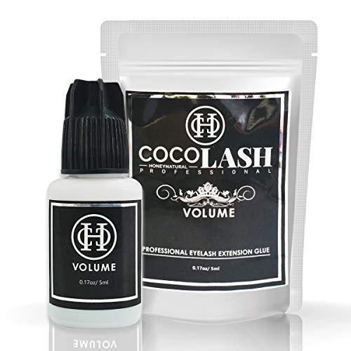 Volume Eyelash Extension Glue 5 ml Made in Korea | COCOHONEY | Low Fume | Drying time: 3-4 Sec | Retention: 4-6 Weeks | Professional Use Only Black Adhesive for Semi-Permanent
