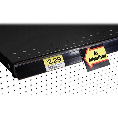 48 L UPC Ticket Channel Label Holder Strip for Gondola Shelf with Sign Holding Grip, Black, 5 Pack