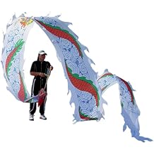 Dragon Poi Flinging Dragon Poi Ribbon Color Satin, Outdoor Fitness Streamer for Youth/Adult/Seniors, Generate Interest & Develop New Friends(White,6m (20ft))