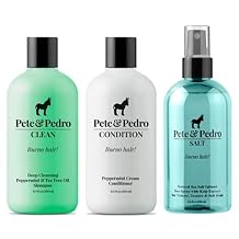 Pete & Pedro Clean Shampoo 8.5 oz & Peppermint Conditioner & Sea SALT Spray 8.5 oz Combo Deep-Cleaning & Nourishing Shampoo and Conditioner with Sea Salt for Volume & Texture