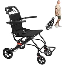 Lightweight Foldable Transport Wheelchair, Manual Wheelchair, Narrow Doorways Wheel Chair, Adults Elderly Transport Chair, Travel Wheelchair with Support 220lbs B