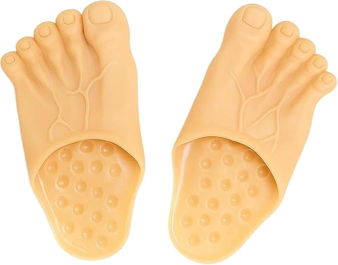 Barefoot Slippers, Realistic Big Foot Design Funny Slippers for Adults, 27 x 13 CM Fake Foot Slippers, Funny Gift for Fans of Unique Accessories or World Book Day Costumes and Halloween