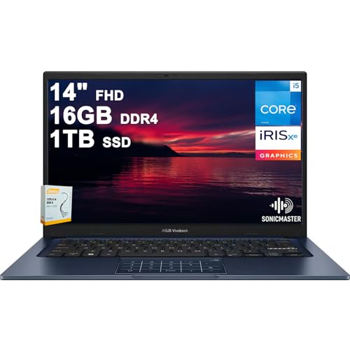 ASUS VivoBook 14 Business Laptop | 14 FHD Anti-Glare Intel 10-core i5-1334U | 16GB DDR4 1TB SSD | Type-C Privacy Camera SonicMaster Long-Lasting Battery Fast Charging Win11 wDLCA Accessory