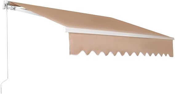 Patio Awning Retractable Awning Sunshade Shelter Deck Canopy Window Door Awning with Crank Handle and UV Water-Resistant Fabric for Outside Patio Porch Garden,Tan (8x10)